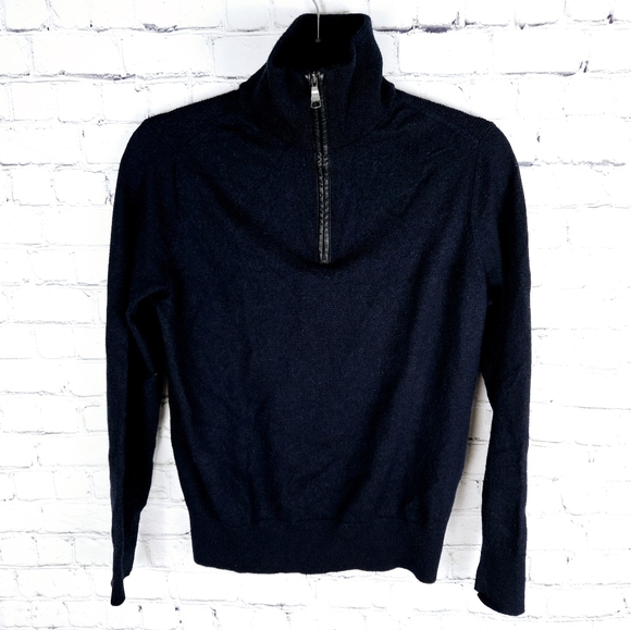 BANANA REPUBLIC | extra come merino wool blend high neck quarter zip sweater - Picture 1 of 8